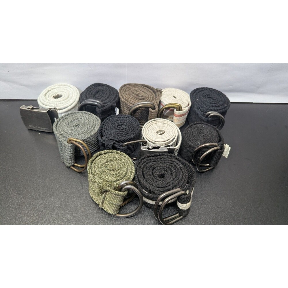Lot of 11 Men’s Canvas Web Belts – Ben Sherman, D-Ring & Slider Buckles –... - Picture 2 of 5